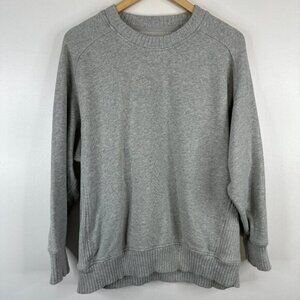 Aerie  Long Sleeve Pullover Crewneck Rib Side Oversized Sweater  Gray